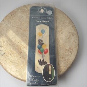 Chart Only Fond Memories Counted Cross-Stitch Door Shield Kit Bears Balloons Vtg